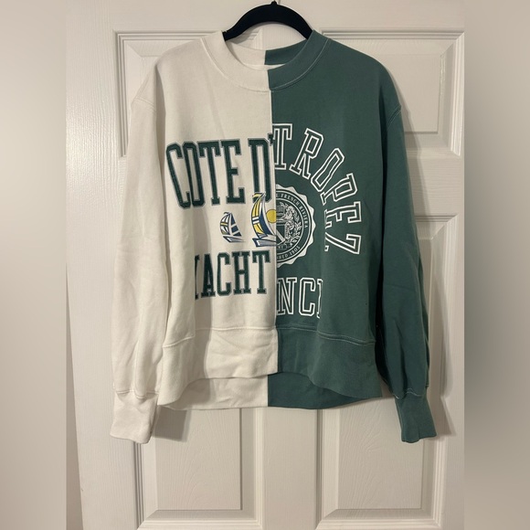 Abercrombie & Fitch St Tropez oversized spliced graphic crewneck sweatshirt - Picture 2 of 5